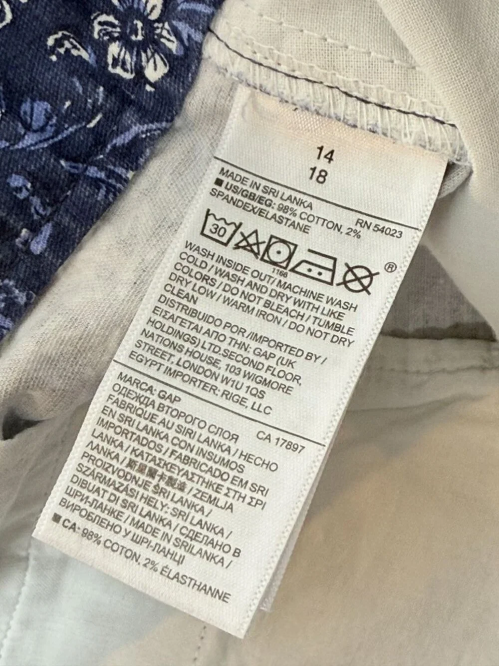 GAP Women's Floral Shorts Blue White Stretch Summer Casual Size 14